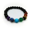 Link, Chain European And American Accessories Color Seven Chakra Yoga Energy Bracelet Volcanic Stone Black Lava