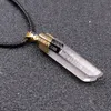 Naturalne Clear Quartz Crystal Point Wisiorek z surowym Szorstkim Ametystowym Czarnym Turmalinem Kamień Naszyjnik Pozłacany Nieregularny Biały Rock Gemstone Healing Naszyjniki