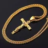 Kedjor Religiös Jesus Cross Halsband för män Guld i rostfritt stål Crucifix -hänge med kedjehalsband manliga smycken gåva5545689