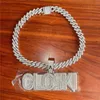 Neue Mode Bling CZ Männer Frauen Halskette Vergoldet CZ Diamant Stein Benutzerdefinierte Namen Buchstaben Anhänger Halskette Mit Kostenloser 3mm 24 zoll Seil Kette Schönes Schmuck Geschenk