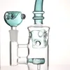 Haisah 8.8 cali Różowy Niebieski Recykler Dab Rigs Grube Szklane Bongi Wody Palenie Rury Małe Bong 14mm Staw