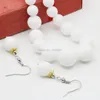목걸이 귀걸이 세트 6-14mm Tridacna Tower Earring Set White Chain Lucky Natural Stone Round Beads Fashion Jewelry Gifts Ornaments