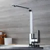 Bakicth Square Kitchen Faucet 매트 블랙 / chorme 및 냉간 주방 싱크 탭 360도 회전 믹서 데크 장착 물 탭 211025