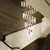 Villa Stair Long Chandelier Black Rotating StairCase Pendant Lamp Duplex Floor Stairing Light Super Crystal Lights 85-265V