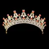 Vintage guld och röd kristall bröllop imperial medeltida tiara rhinestone pageant brud krona prom prinsessan brud hår smycken j0121