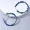 Trendy Gradient Crystal Hoop Earrings Bling Big Round Statement Earrings for Women Party Personalized Jewelry