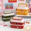 W&G Kawaii Lunch Box Double Student Bento Microwave es Food Storage With Independent Cutlery For Camping 210925
