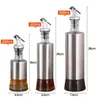 YOMDID verre bouteille d'huile en acier inoxydable étanche Sauce soja vinaigre Cruet distributeur de stockage outils de cuisine utiles