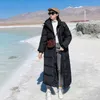 冬の服の女性パーカーX-Longブラックベージュ厚い暖かいジャケット足首長さ211013