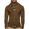 Mannen Sweaters Turtleneck Kabel Knit Button Down Vesten Chunky Chunky Casual Fall Winter Jassen Jassen