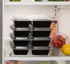 Billigaste engångs lunchbox Mikrovågsugn Miljövänlig matbehållare 3 Fack Engångslunch Bento Box Black Meal Prep 1000ml