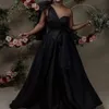 Nigerian Middle Arabic East New Africa Black A-linewedding Dresses Bows Sashes Floor Length One Shoulder Wedding Dress Bridal Gown Vestidos