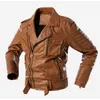 Braune Männer Lederjacke 2020 Winter Männliche Biker Mäntel Europäische Neue Mode PU Jacken Reißverschluss Vintage Windschutz Mäntel Outwear 4XL X0710