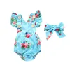 Simpatici vestiti appena nati set pagliaccetto per bambini tuta estiva fiore fascia per bambini pagliaccetti harem per bambini tuta intera H238V6M