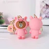 Keychains 3d Jungle Series Cartoon Brown Bear Key Chain Inss Lovely Casal Girl Backpack Pinging