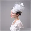 Fournitures de fête de fête Maison Jardin Style Blanc Élégant Complet Manuel Chapeaux Mariages Événements Tissu Filet Voiles De Mariée Business Cap Drop