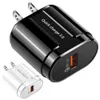 QC3.0 Snel Opladen usb-stekkers Snelladers Muuradapters 18W Eu US plug Voor iphone 12 13 14 15 Samsung Tablet PC Mp3