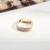 2021 Japansk och koreansk personlighet Small Square Niche Index Finger Kall Vind Geometrisk Zircon Ring Kvinna