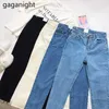 Koreanische Art Vintage Mode Hohe Taille Knöchellangen Hose Frauen Taschen Reißverschlüsse Casual Damen Lose Gerade Jeans 210601