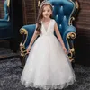 Vestidos de festa de menina bordado bordado comprimento do chão do chão vestido de flor para roupas de bebê de casamento 3-12Y E877 210610
