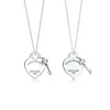 ￅterv￤nd till New York Heart Key Pendant Necklace Original 925 Silver Love Halsband Charm Women 22 CLAVICLE CHEAND