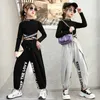 2021 Dziewczyny Ubrania Jazz Dres Wiosna Lato Dancing Kids Hip Hop Letter T Shirt + Luźne Pant 6 7 8 9 10 12 13 14 15 16 lat x0902