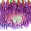 Spedizione gratuita crittografata tre rami ARRIFICIAL Hydrangea Wisteria Flower Rattan per la festa di nozze a casa Ornamento fai -da -te fai da te