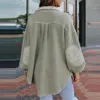 Women's Jackets Women's Vintage Turn-Down Collar Loose Shirt Coat Women 2022 Spring Long Sleeve Fleece Pocket Ladies Outerwear Chaqueta