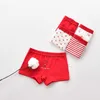 Fashion Red Color Cotton Panties for Kids Girls 5pcs/pack Cartoon Cat Print Boxers Shorts Teenage Underwear 8 To 12y 210622