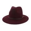 100% Australian Wool Fild Fedora Hat Vintage Wide Brim Brim Jazz Cap Popularne Headwear Trilby Hats