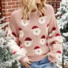 Chandails pour femmes 2022 mode noël mignon tête de père noël pull en tricot doux et lisse beaux pulls à col rond