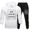 Özelleştirilmiş Baskı Hoodies ve Pantolon Kalın Kazak Rahat Unisex DIY Streetwear Eşofman Dropshipping Kazaklar 201020