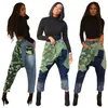 Calças femininas capris zaggin 2021 outono mulheres camuflagem multiprimpressão longa senhora casual cintura intermediária cintura elástica harem