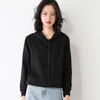 Sweatshirt vrouwen lente en herfst dunne pullover losse top casual sportjack zwart 201203