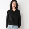 Sweatshirt Women Spring and Autumn Thin Hooded Pullover Loose Top Casual Sports Jacket Black 201203