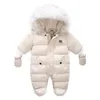-30 graus de inverno russo bebê snowsuit engrossar encapuçado algodão macacão macacos nascidos meninas jumpsuit toddler snow terno 211011