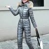 Dames tweedelige broek 2022 Vrouwen Solid kleuren Hapedjes Jumpsuits Winter warm verdikte down jassen noedels Playsuitbroodpak één stuk ski