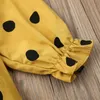 pudcoco Spring Autumn Casual Baby Girls Long Sleeve Toddler Kids Dot Dress Casual Party A-Line Yellow Cute Button Dress 6M-3Y Q0716