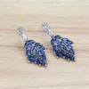 Dangle lustre folhas em forma de 925 jóias de prata azul zircônia cúbica brincos para casamento mulheres orelha pin presentes box8455706