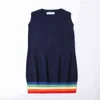 Вязаный свитер Детская одежда Ребёнок Девушка платья корейских братьев и сестер наряд радуга полоса теплый 211201