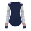 Women's T-Shirt Arrivel Striped Patchwork T-Shirts For Womens Long Sleeved Aesthetic Flowy Tunic Tops Daily Streetwear Vetement Femme A40