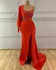 2022 Plus Rozmiar Arabski ASO EBI Red Luksusowy Mermaid Prom Dresses Lace Zroszony wieczór Formalna Party Druga Recepcja Urodziny Suknie Zaręczynowe Dress Zj220