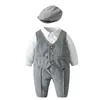 4 pièces bébé garçons Gentleman vêtements ensemble né tenues formelles enfants anniversaire vêtements coton infantile chemise + gilet pantalon chapeau 210615