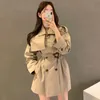 Trench feminino Coats 2022 Spring Autumn Coat Women Women Loose sobretudo seios duplos com cinto feminino de moda de moda de moda