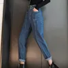 SHENGPALAE Fashion Spring Vintage Mom Jeans Woman High Waist Long Trousers Cowboy Female Loose Streetwear ZA2644 210302