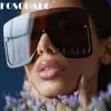 Sunglasses 2021 Fashion Oversized Women Trendy One-Piece Square Sun Glasses Female Rivet Shield Goggle Shades UV400 Arrival