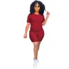 Sexy Fitness Kleding Loungewear Zomer Vrouwen Twee stuk Outfits Korte Mouw T-shirt Biker Shorts Jogger Casual Sets 210525