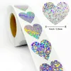 500pcs roll 1inch Tack lim klistermärken hjärta runda etikett för bröllop bakning presentväska affärsfest dekor