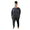 Plus Size XL-5XL 2 Piece Set Women Fall Clothes Outfit Crop Top Leggings High Stretch Sweatsuit Tracksuit Wholesale Dropshipping Y0625