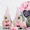 Mother's Day Gnomes Flower Pink Heart Shaped Mom Letters Gnomes Gift Home Decoration Plush Dwarf Doll